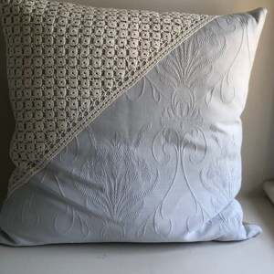 Antique Decorative Pillows with Hand-Crocheted Lace