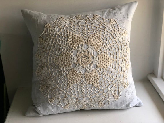 Antique Decorative Pillows With Hand Crocheted Lace Accents Etsy