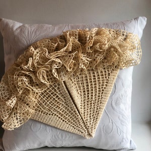 Antique Decorative Pillows with Hand-Crocheted Lace Accents