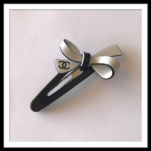 Black w/White Bow Chanel Hair Clip VIP Gift