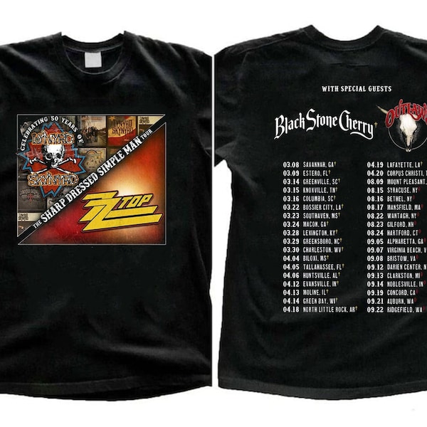 Lynyrd Skynyrd ZZ Top Tour 2024 Shirt, ZZ Top World Tour 2024 Shirt, Lynyrd Skynyrd Tour 2024 Tee, Sharp Dressed Simple Man US Tour Shirt