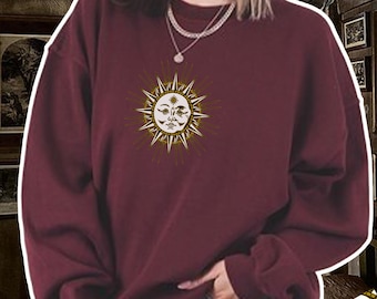 Goblincore graphic print sweatshirt |dk academia soft sweater |Cottagecore Clothing |hippie Indie Sun celestial Academia Shirt |dark spirit