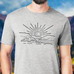 Here comes the sun tshirt, adventure shirt, wanderlust shirt, outdoor shirt, manly gifts, manly shirts, canoe shirt, nature, Camping gear