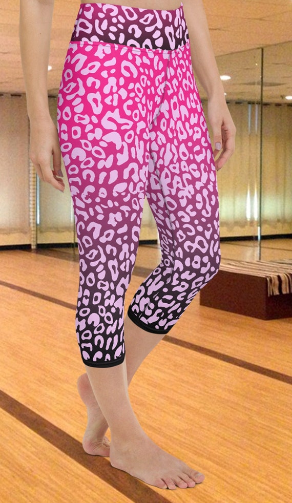 Pink Leopard Print Leggings, Cat Leggings, Yoga Clothes, Workout Leggings,  Active Wear, Gym Leggings, Mindfulness Gift, Womens Tights 