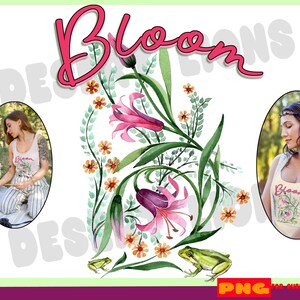 Bloom png, sublimations vintage, sublimation rétro Bloom, grenouille png, crapaud png, sublimation de fleurs, sublimation antique, dessins Cricut png