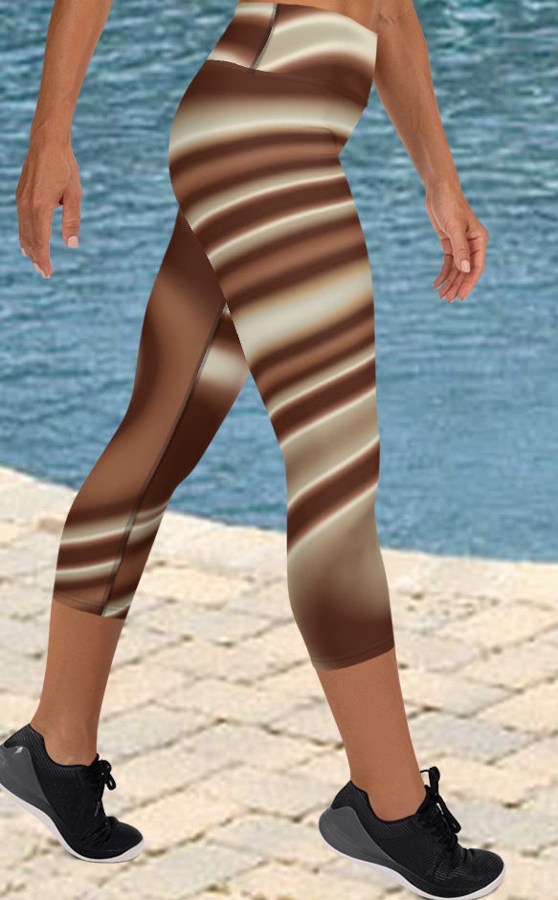 Caramel Swirl Active Wear, Womens Tights, Gym Leggings, Festival