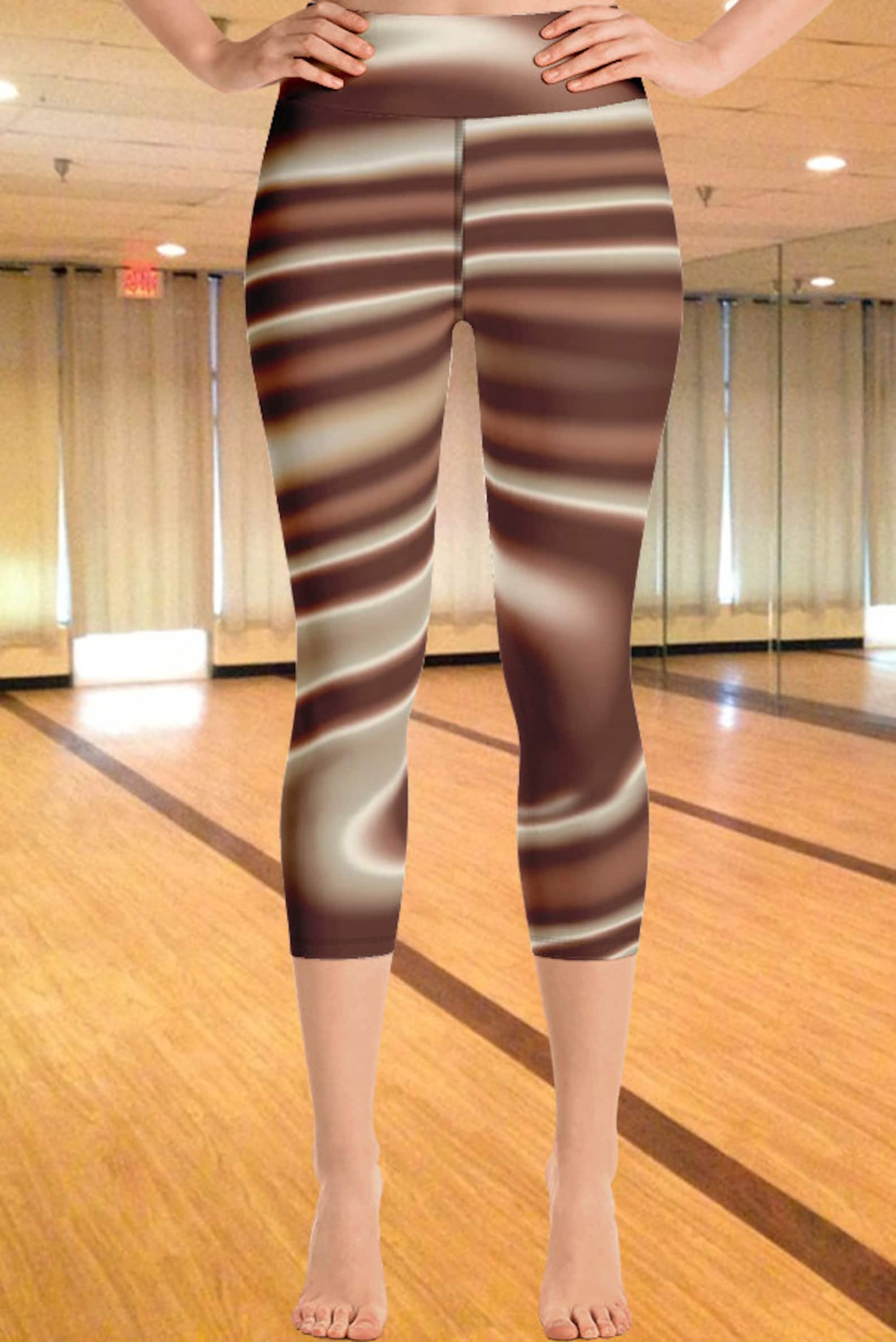 Caramel Swirl Active Wear, Womens Tights, Gym Leggings, Festival
