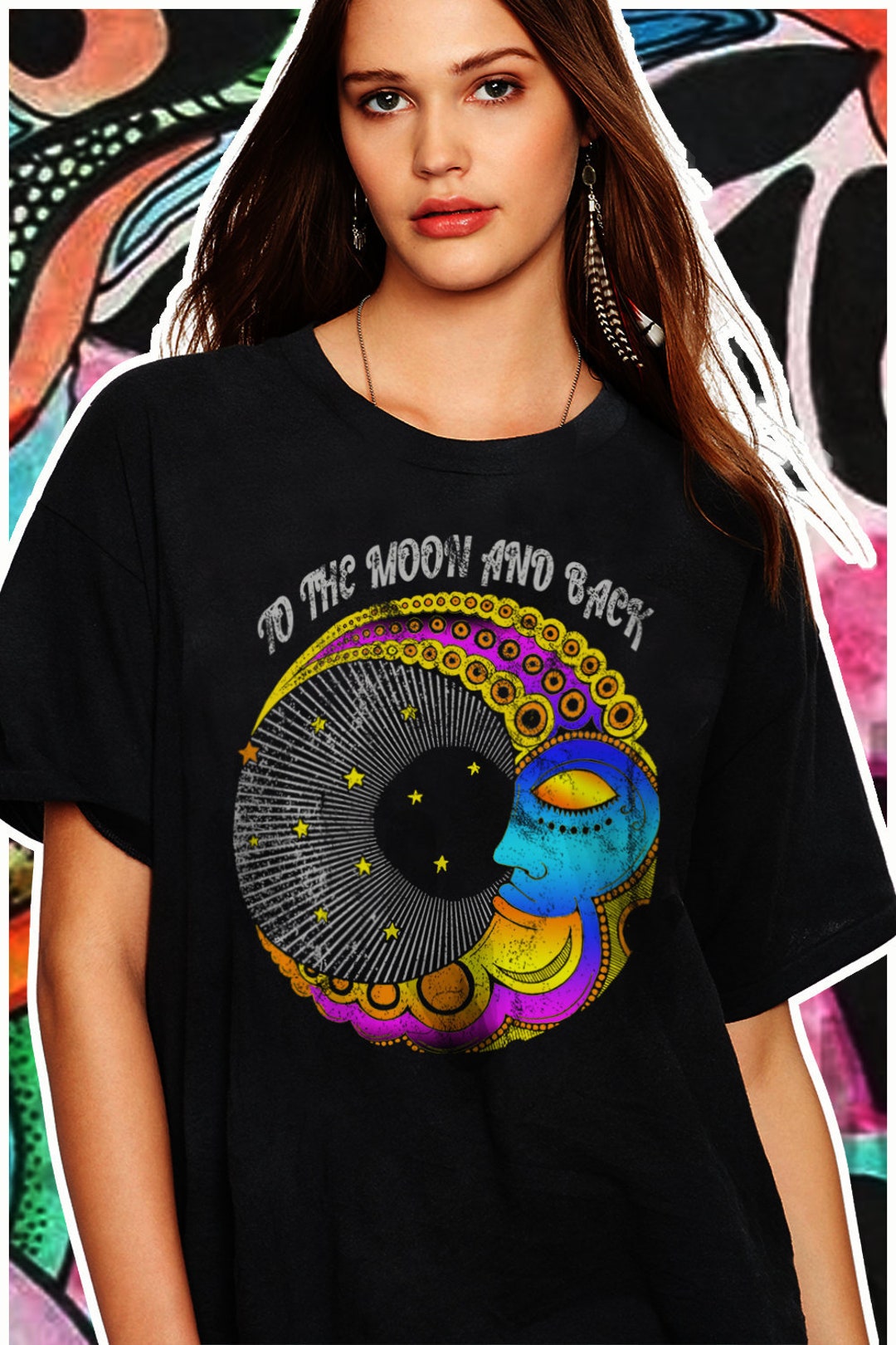 To the Moon and Back Oversized Tshirt Hippy Clothes Boho - Etsy