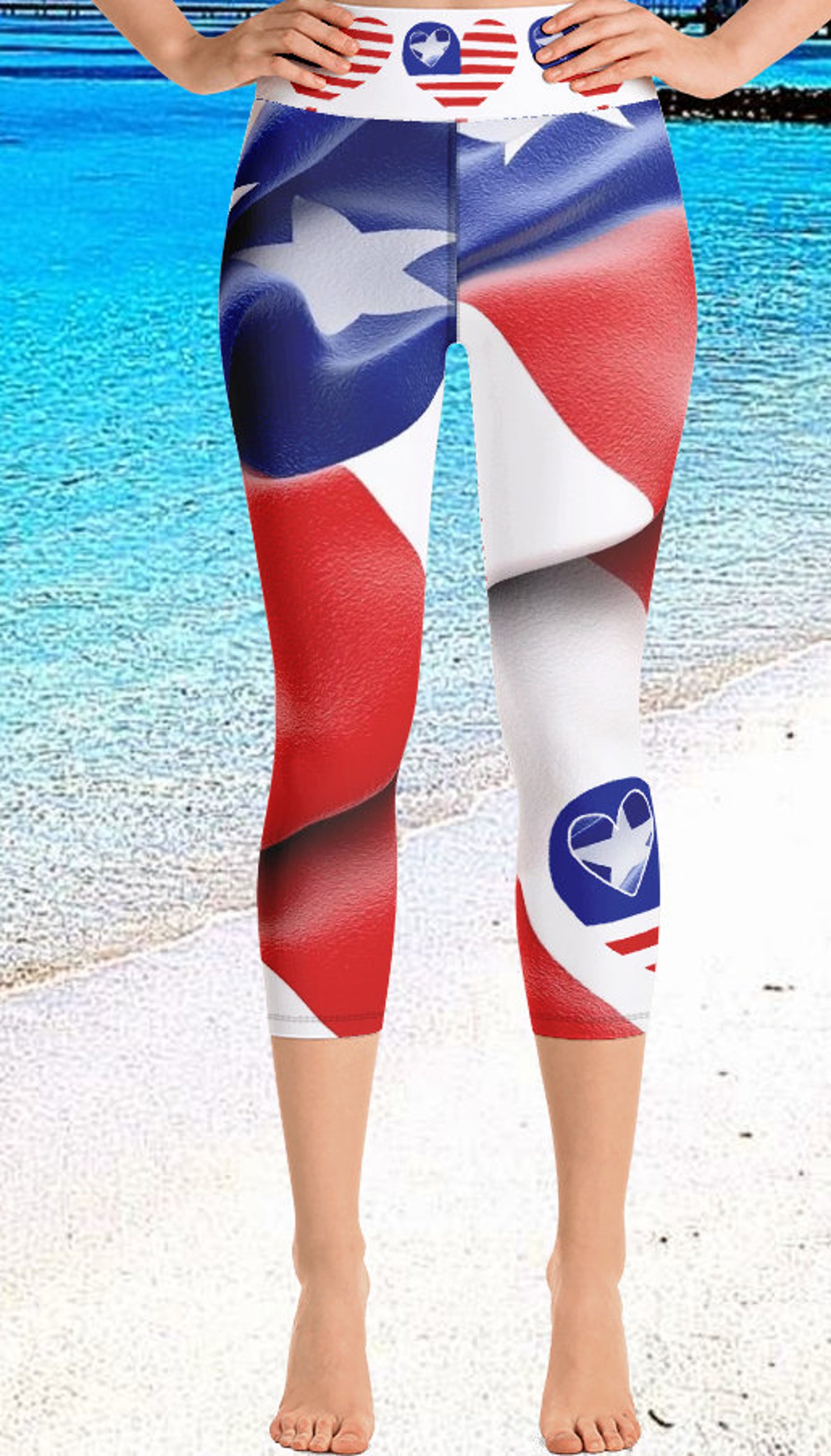 American Flag Capri Active Wear Womens Tights Gym Leggings - Etsy