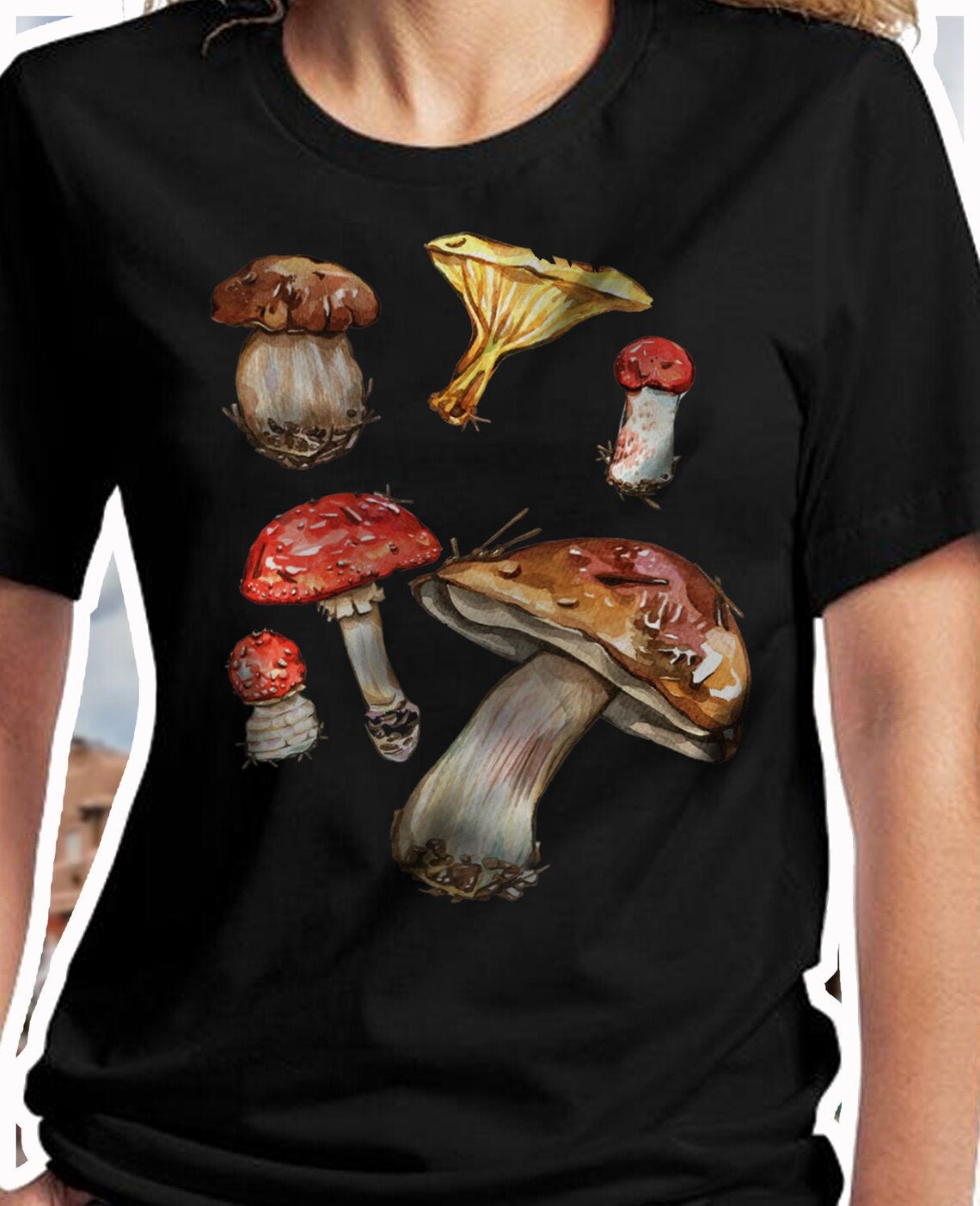 Mushroom Womens Graphic Tee Cottagecore Clothing Botanical Etsy
