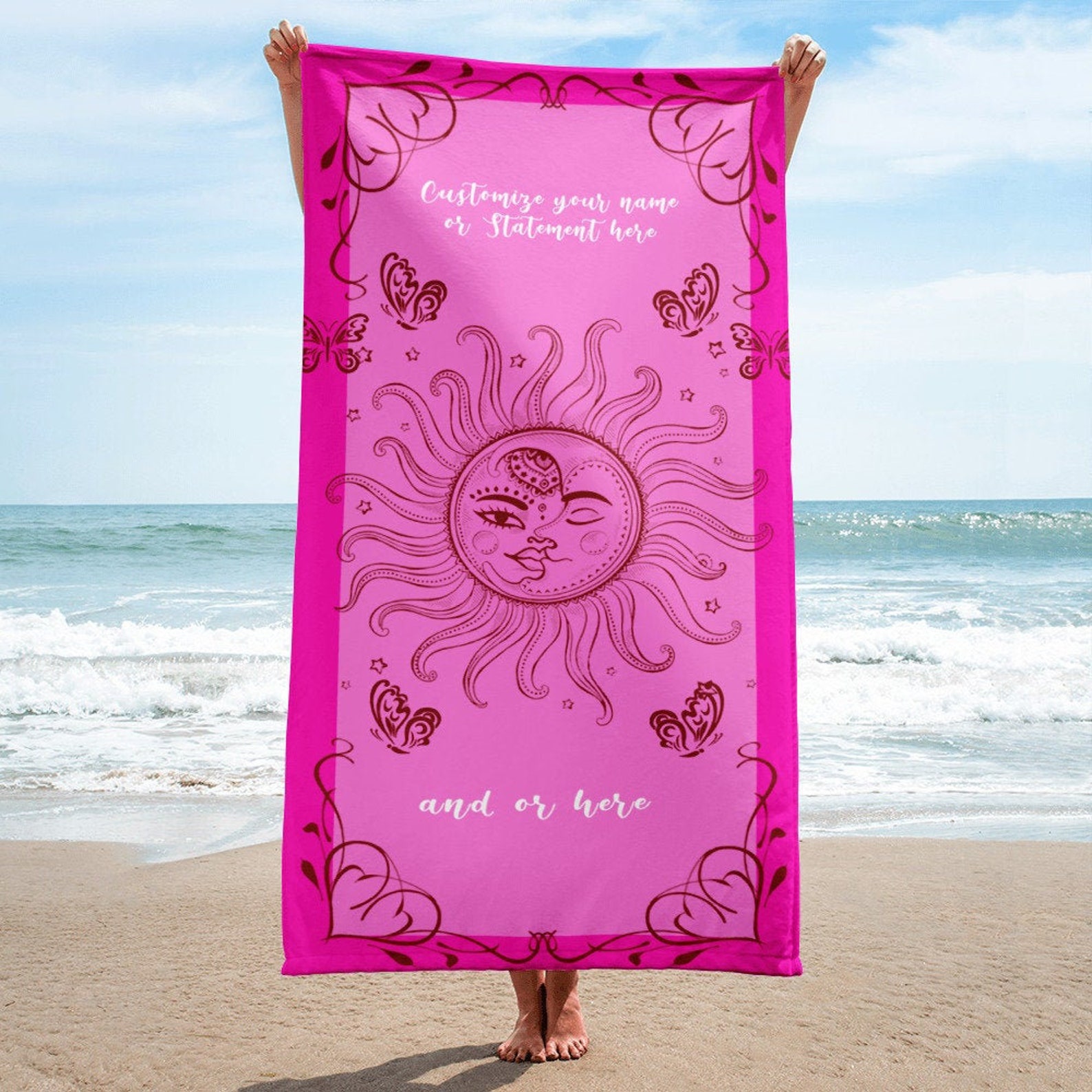 Large Personalized Beach Towel 30 X 60 in Towel Butterflies Etsy UK