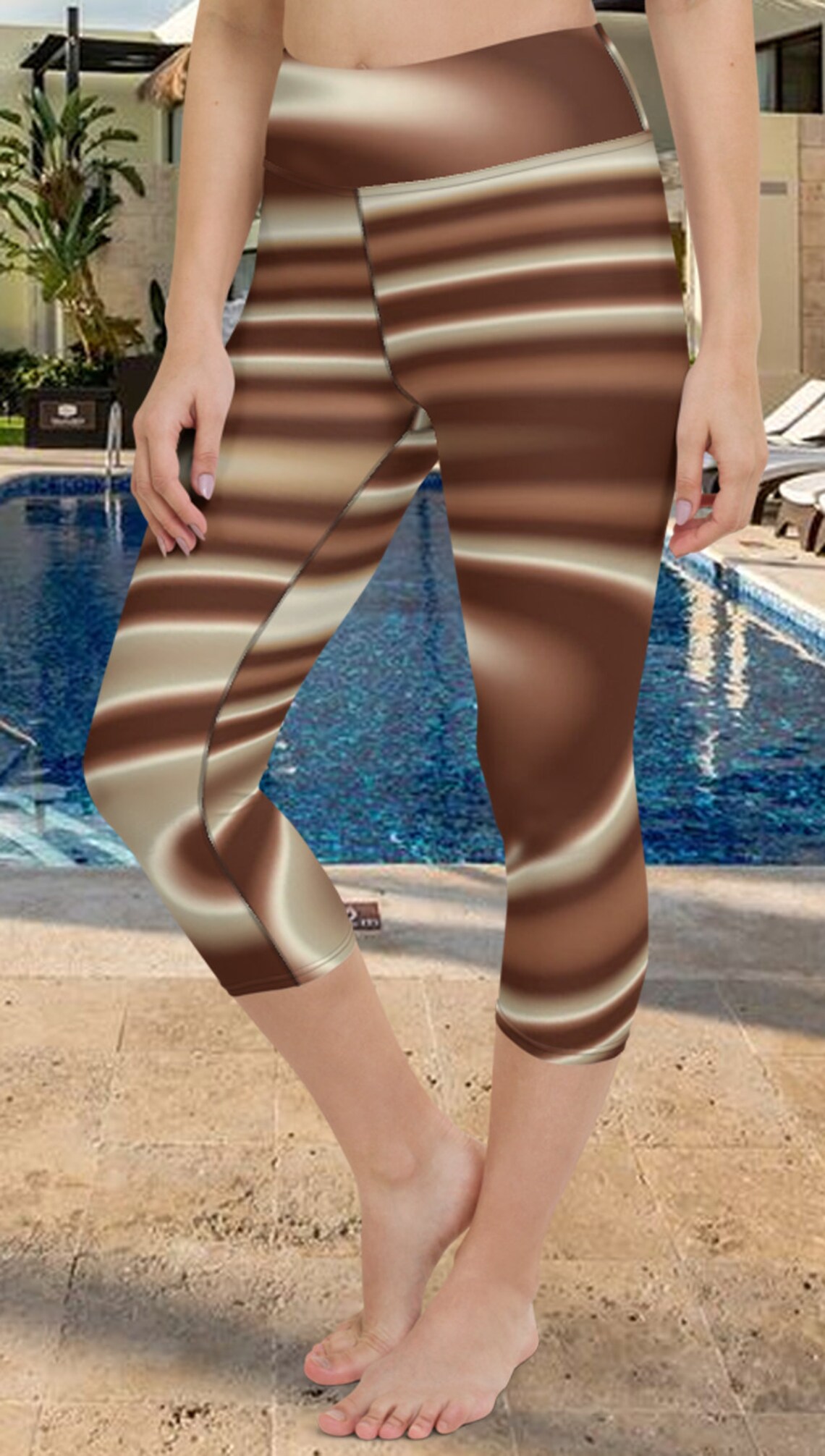 Caramel Swirl Active Wear, Womens Tights, Gym Leggings, Festival