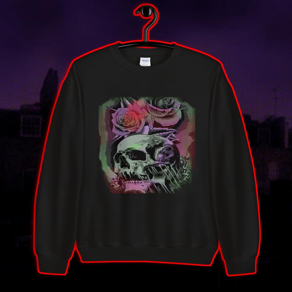 Dark Academia Skull and Roses Crewneck Sweatshirt Goblin Core - Etsy