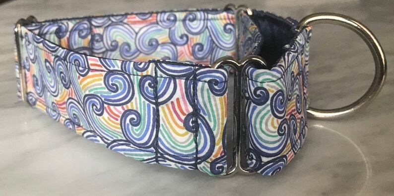 READY TO SHIP 1.5 inch Martingale Dog Collar Liberty of London Rainbow Fabric