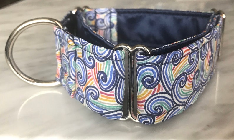 READY TO SHIP 1.5 inch Martingale Dog Collar Liberty of London Rainbow Fabric