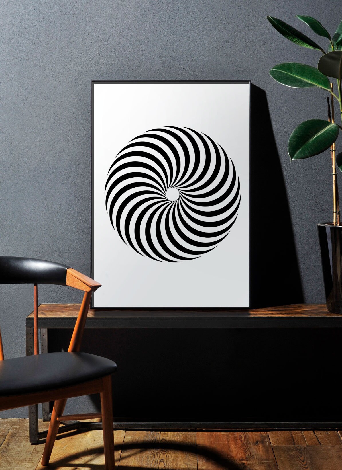 Black and White Abstract Art Modern Monochrome Hypnotic Art | Etsy