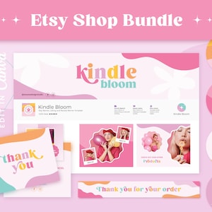 Colorful Etsy Shop Kit | Editable Canva Branding Templates for Small Business Creatives | Aesthetic Banner & Listing for Entrepreneurs KB1