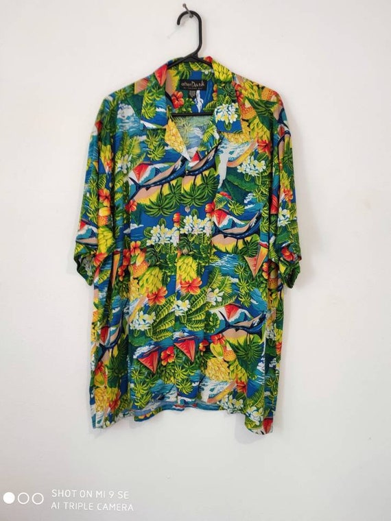 80's Magnum PI Sz XL After Dark Hawaiian Aloha Shirt Rayon | Etsy