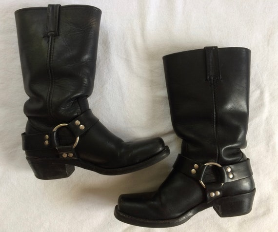 frye distressed harness boots
