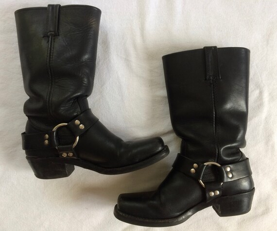 frye harness boots black