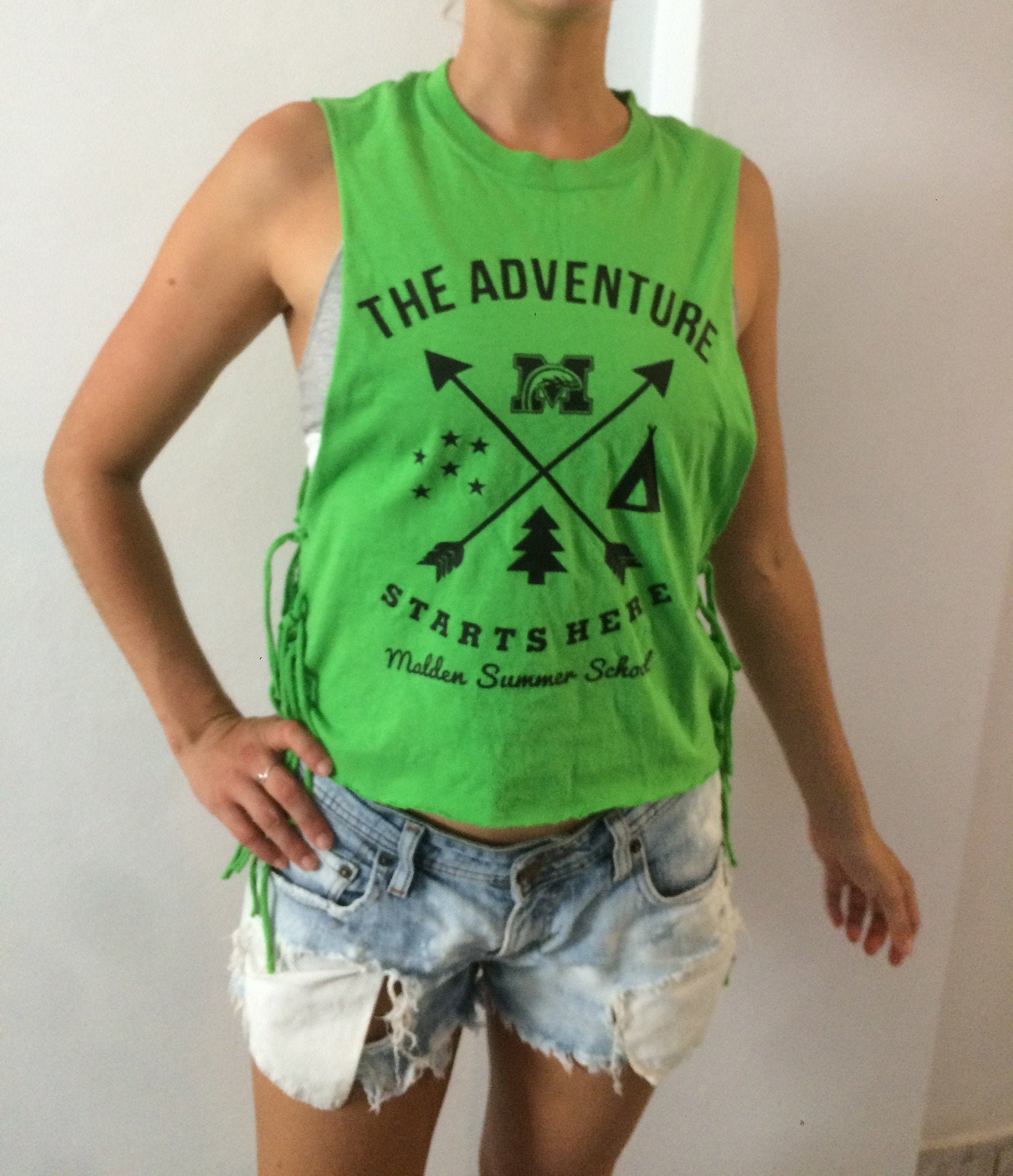 Custom Cut Green Laced Low Armhole T 