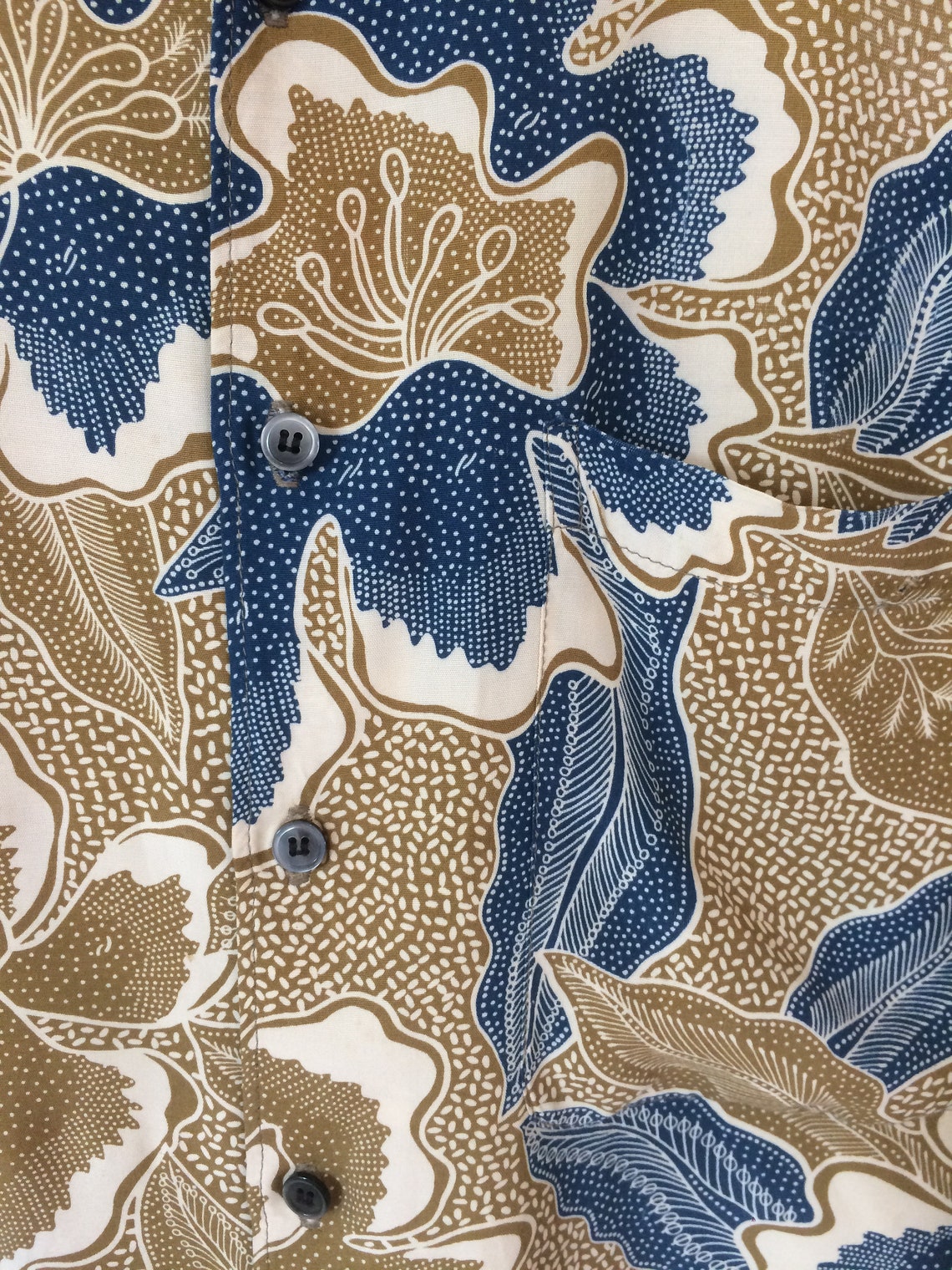 Vintage Reyn Spooner Fujiette Rayon Vintage Blue Gold Hawaiian Etsy