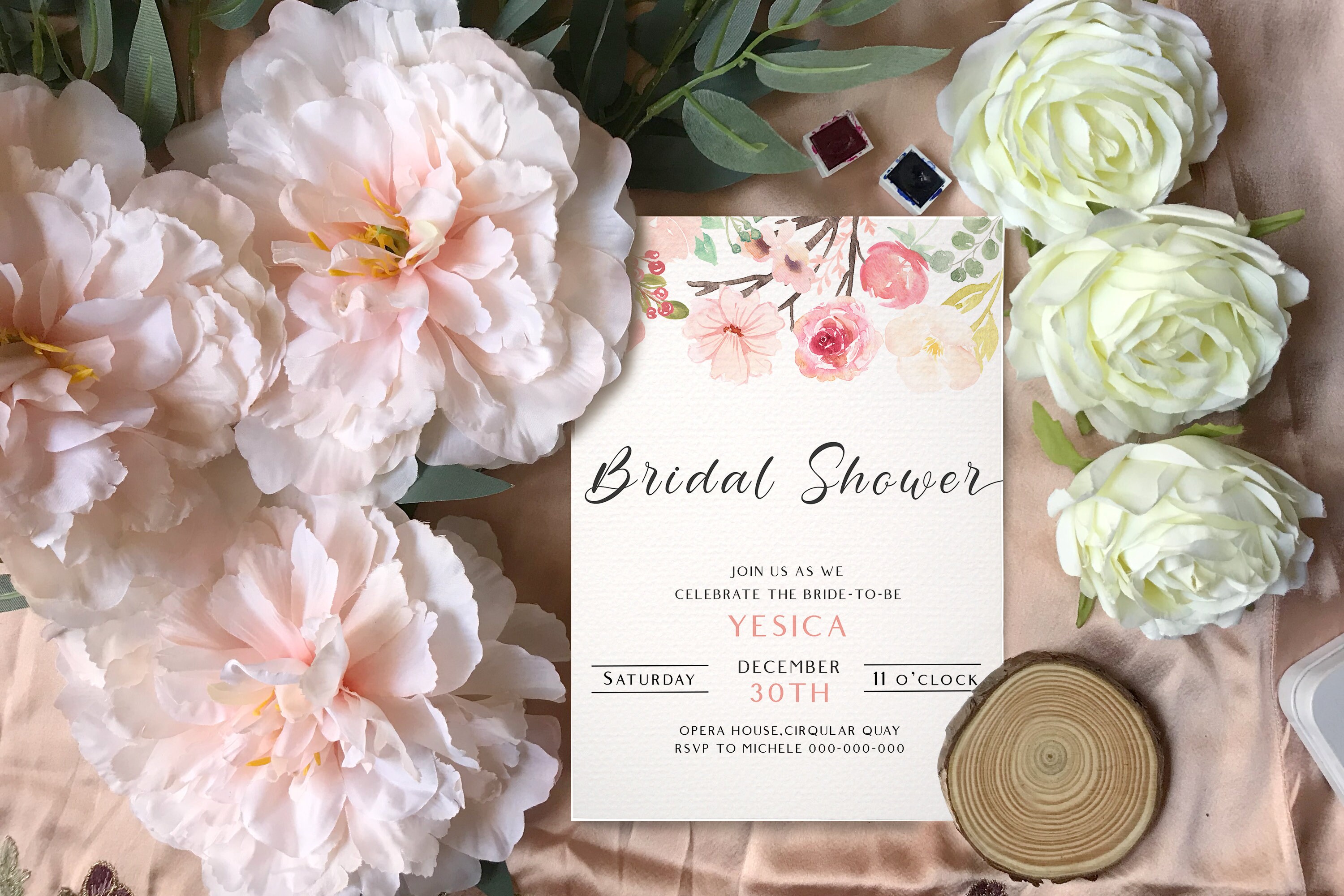 Spring Summer Floral Printable Bridal Shower Invitation Etsy