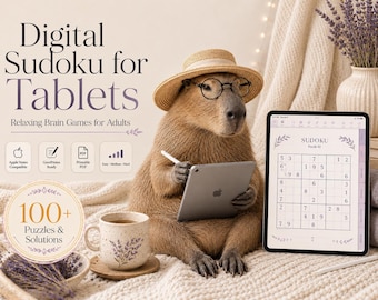 Sudoku-puzzelboek voor Kindle Scribe & reMarkable Paper Pro | 100 makkelijke, gemiddelde en moeilijke Sudoku-puzzels | Digitaal PDF-puzzelboek met hyperlinks