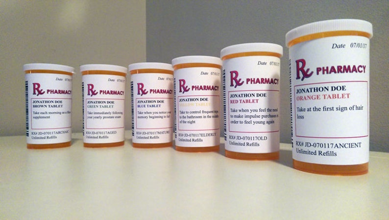 Over the Hill Pill Bottle Gift // Gag Gift // Getting Old Gift image 0