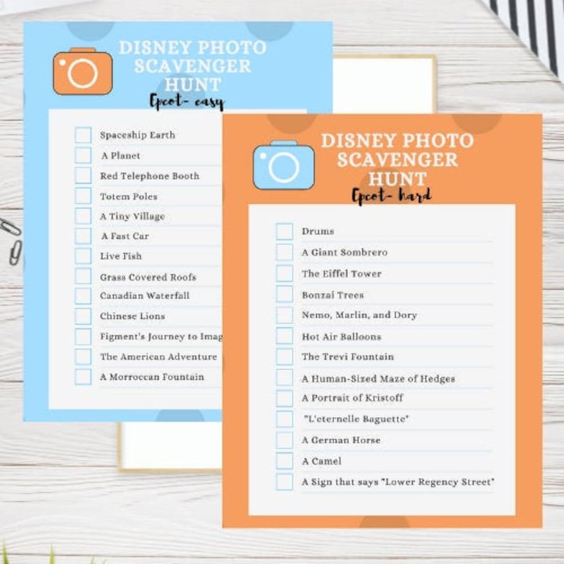 Disney Photo Scavenger Hunt Epcot Set of 2 Digital Downloads/ Etsy