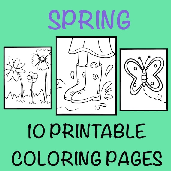 10 Simple Spring Coloring Pages for Kids Spring Coloring - Etsy