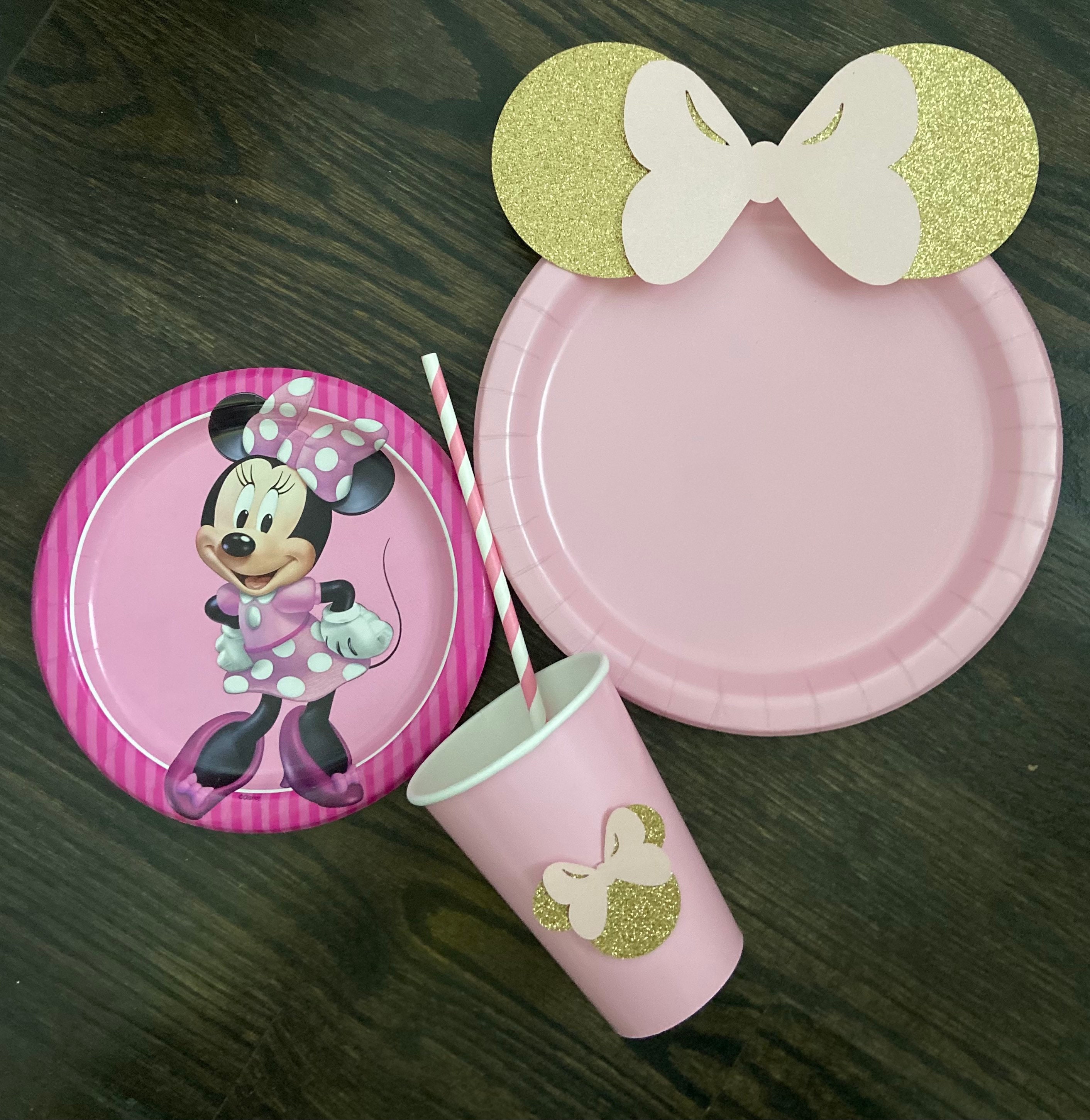 8 Pink Gold Glitter Minnie Mouse Picture Photo Birthday Table Etsy