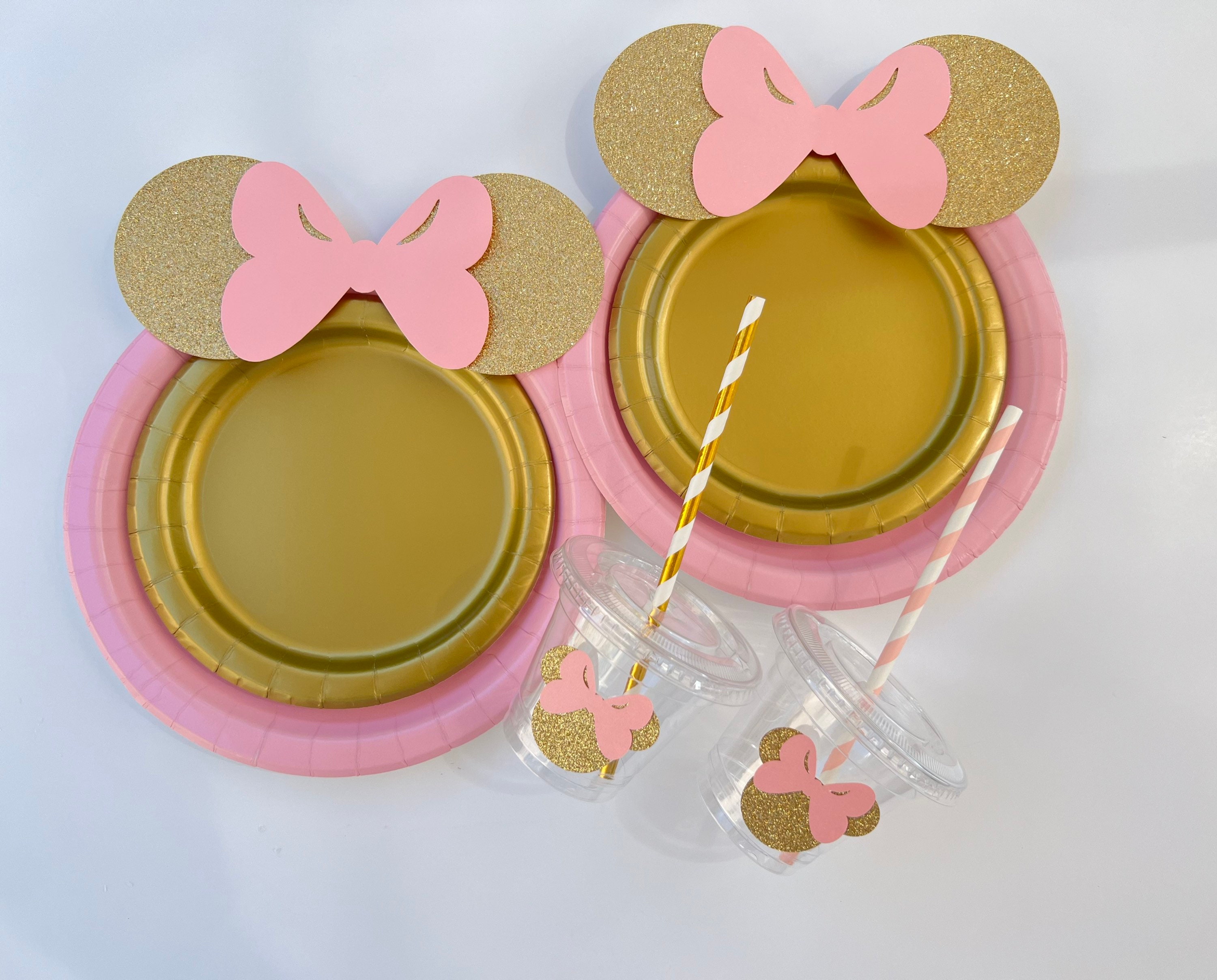 Minnie Diy Cuts Pink Gold Glitter Minnie Decor Minnie Mouse Etsy