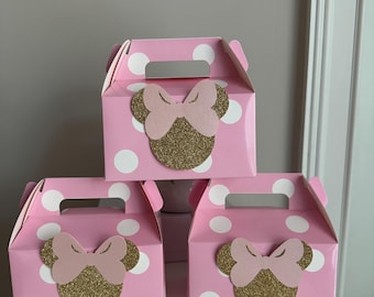 Minnie Mouse Birthday Party Favor Boxes: Pink Polka Dot Goodie Bags