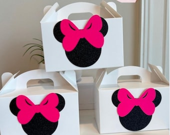 Minnie Mouse Favor Boxes: Hot Pink Glitter Birthday Party Favors (Set of 5)