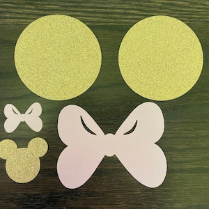 Minnie CUT OUTS DIY, Pink Gold Glitter, Minnie Mouse birthday decoration, cut outs, diy craft, birthday decor centerpieces