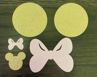 Pink & Gold Glitter Minnie Mouse Cutouts: DIY Party Decor