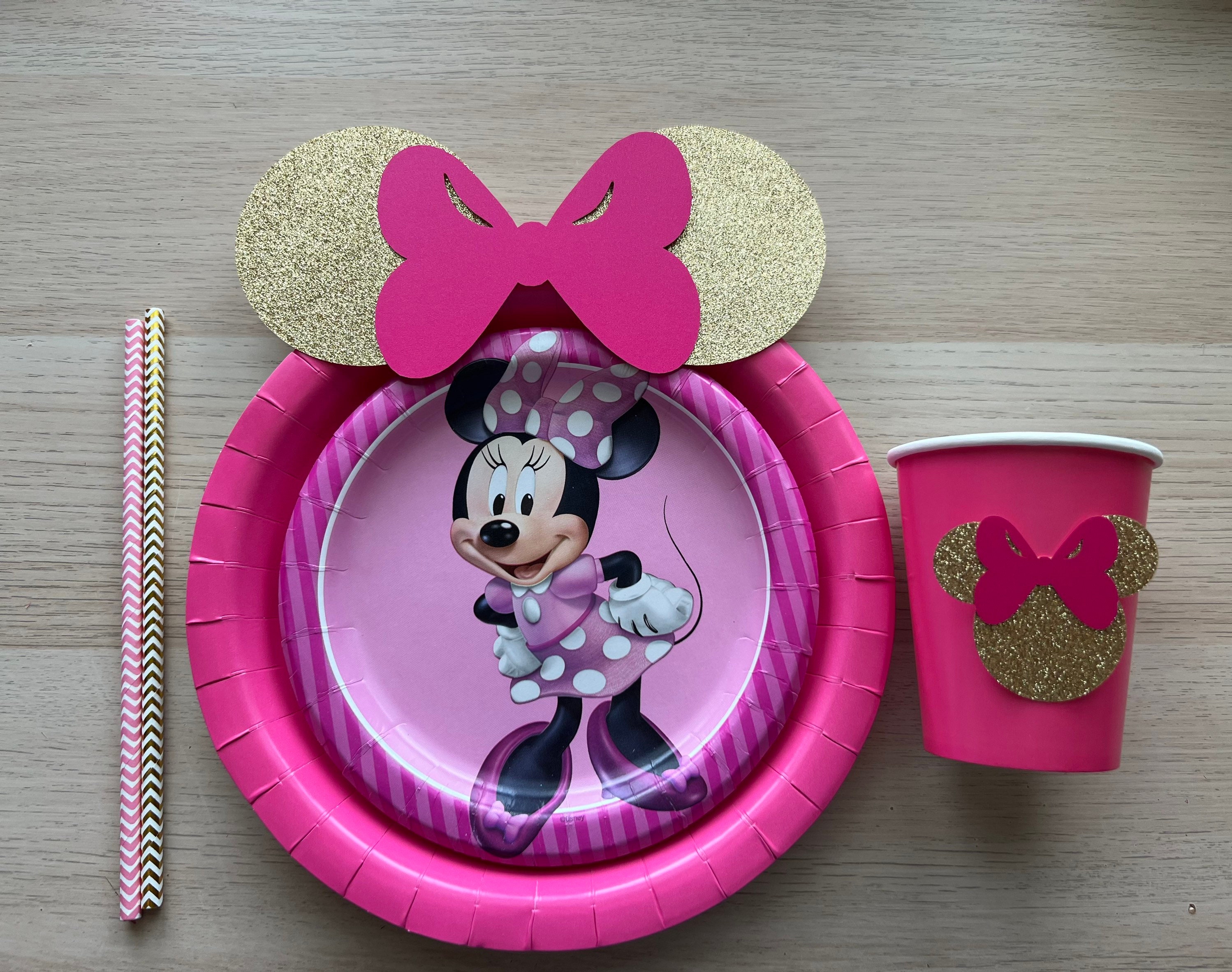Minnie Diy Cuts Pink Gold Glitter Minnie Decor Minnie Mouse Etsy