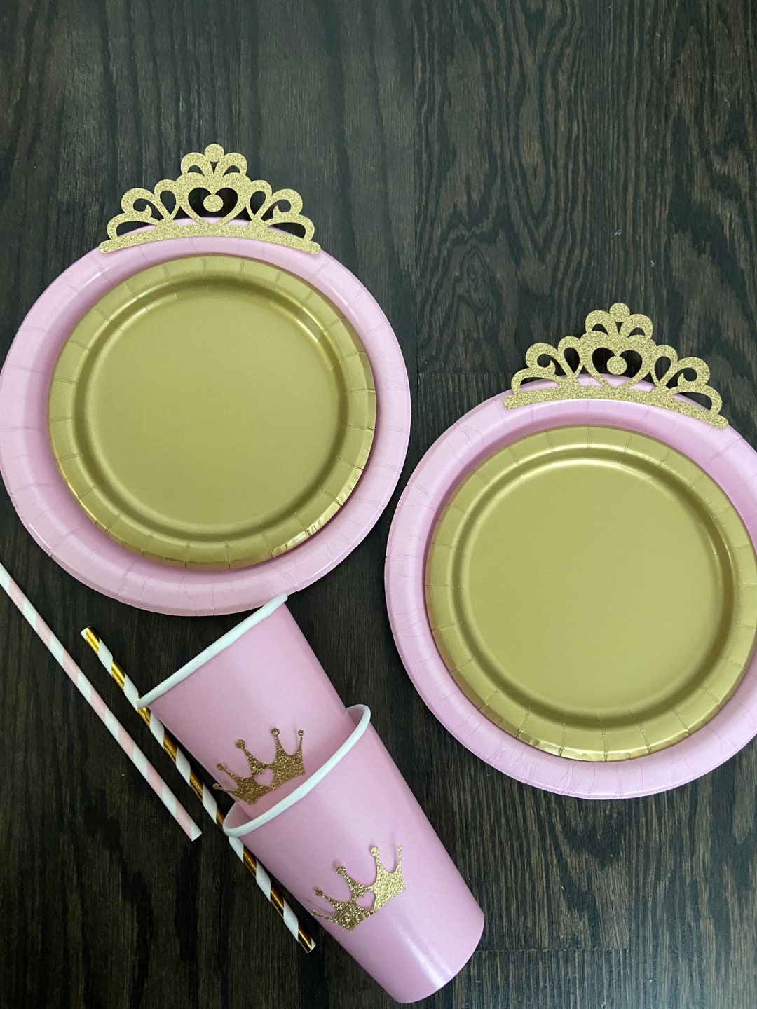 Princess Doll Birthday Party Plates: Glitter Crown Decorations - Etsy