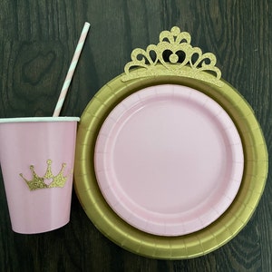 Princess Doll Birthday Party Plates: Glitter Crown Decorations - Etsy