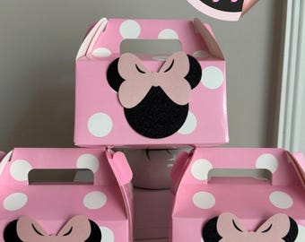 Minnie Mouse Birthday Favor Boxes: Pink Polka Dot Goodie Bags