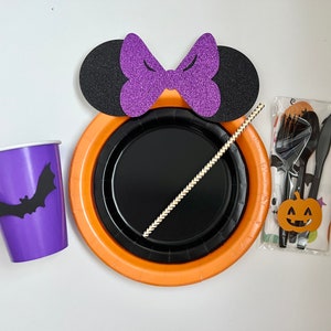 Halloween Minnie Mouse Birthday Party Plates, Cups & Straws