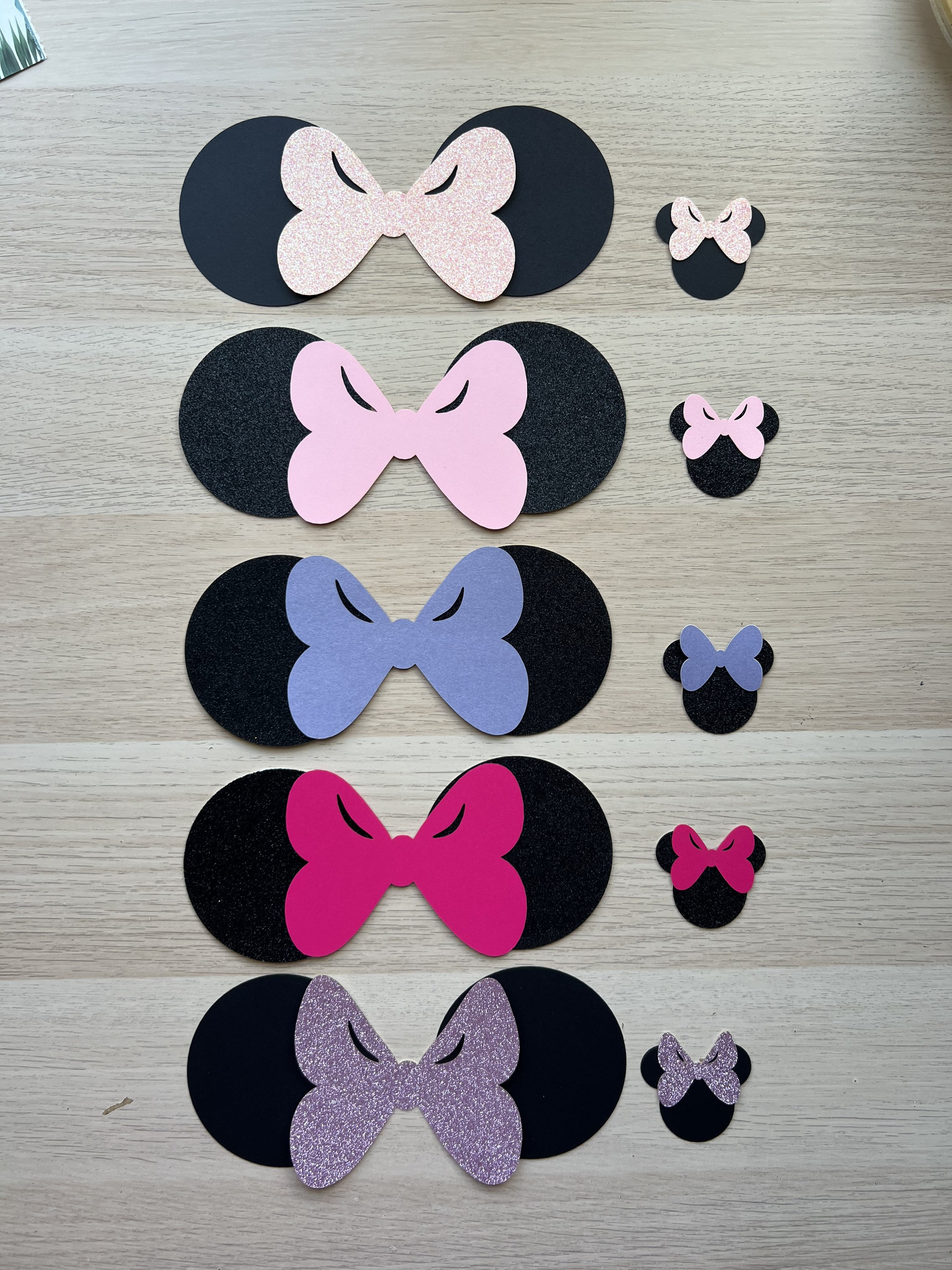 Minnie Mouse DIY Cutouts: Glitter Ears & Bows, Party Decor Centerpieces