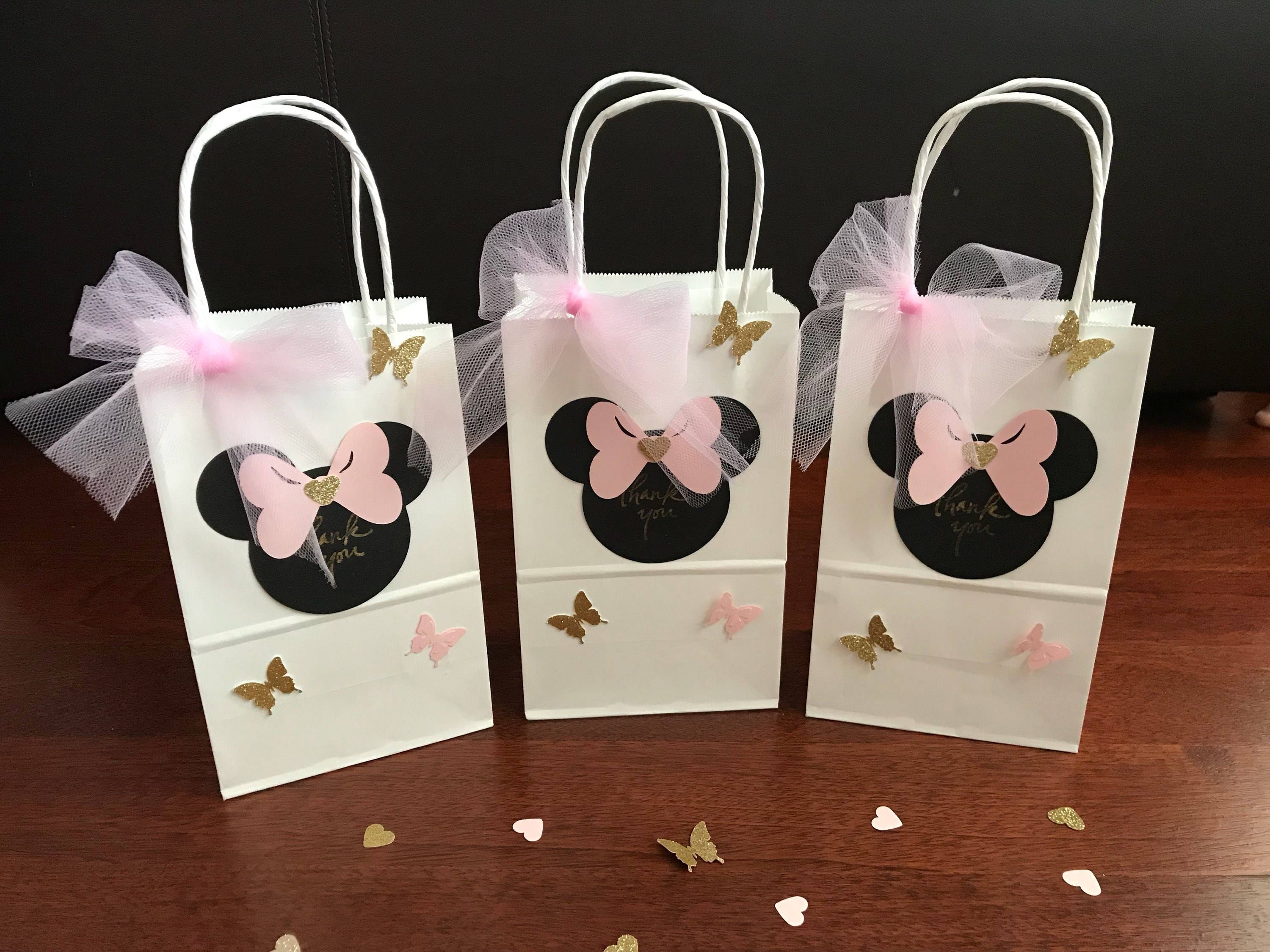 10 Minnie Mouse goodie favor bags Pink Gold Black red birthday | Etsy