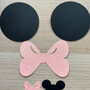 Minnie Mouse DIY Cutouts: Glitter Pink Bow, Ears Decor