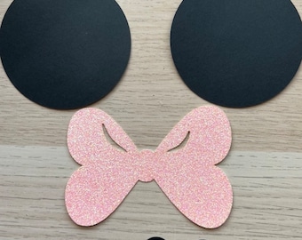 Minnie Mouse DIY Cutouts: Glitter Pink Bow, Ears Decor