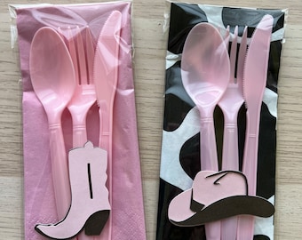 Cowboy Birthday Utensil Set: Rodeo Party Table Decor Boot Hat