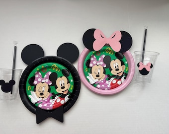 8 Mickey & Minnie Mouse Birthday plates straws cups kids decor cartoon plates party tableware
