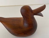 Vintage Hand Carved Wooden Duck Quack Decoy 1988 Collecitble Mancave Bird OK