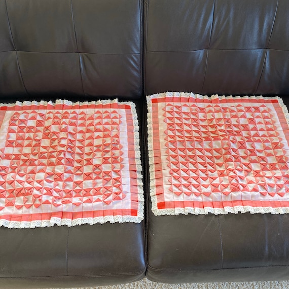 Hand Made Pillow Cases Half Triangle Red White Checks Plaid Etsy